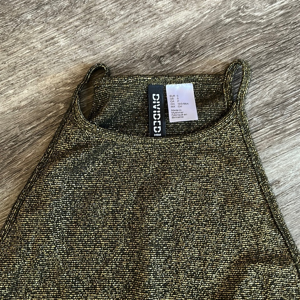 Divided by H&M Metallic Halter Gold Crop Top- size small